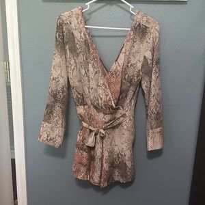 Boutique long sleeve snake print style romper